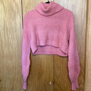 NWOT Urban Outfitters Cropped Pink Turtleneck Sweater
